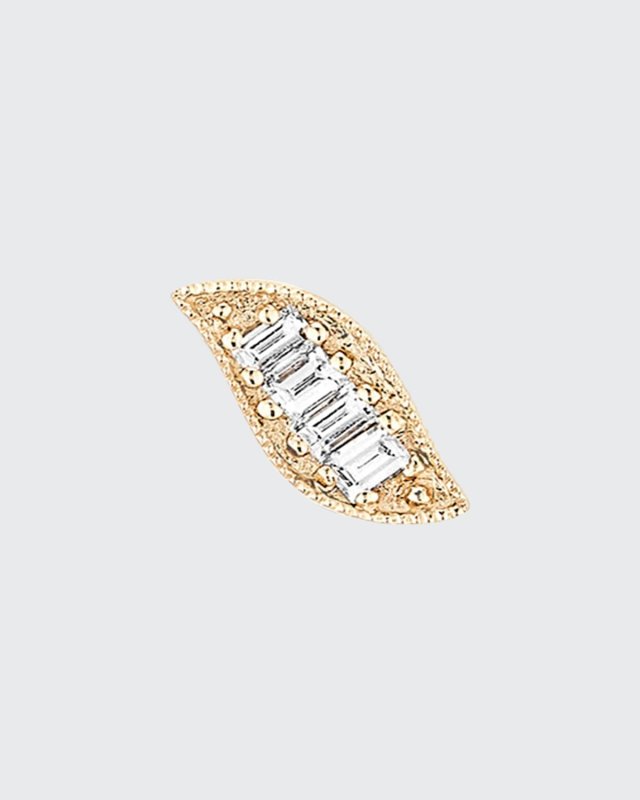 Single Romeo Et Juliette Marquis Button Earring in 18K Gold and Diamonds